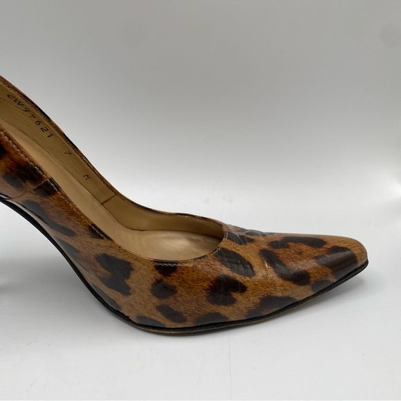 Stuart Weitzman Patent Leather Animal Print Platform Pump Stiletto Heel Size 7 M - Picture 10 of 12